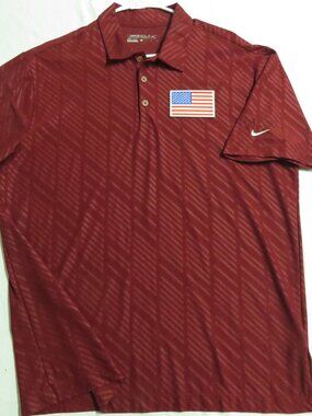 Sz L USA Maroon Nike Dri-Fit Men's db #807 Polo Shirt